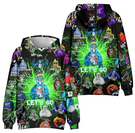 Gorilla tag huvtröja pojkar 3D-figur apa spel tryckt tröja för fans gåva barn tröja flickor pullover långärmad huva