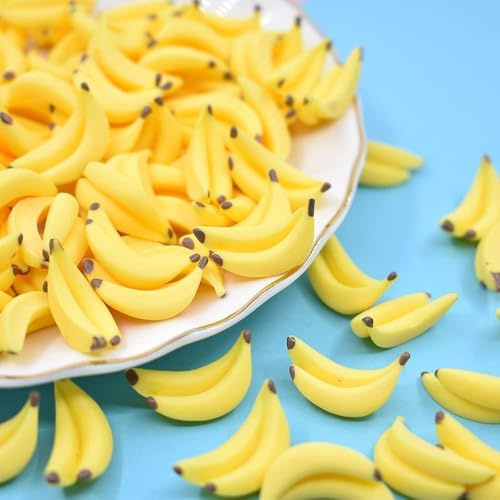 35 banane artificiali, graziose mini banane gialle in scala 1/12, realistiche, mini frutta finta in plastica per mini casa, cucina, giardino, decorazione per casa delle bambole, accessori decorativi