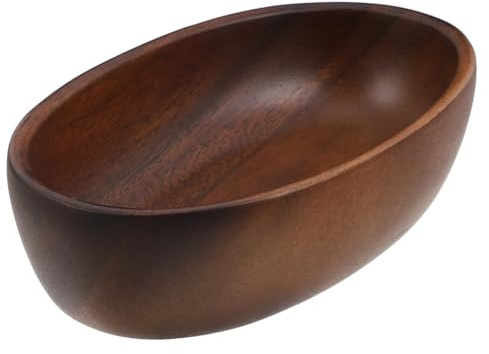 PSNKLMM Cuenco grande de madera nogal con forma barco, color marrón oscuro, estilo vintage, for servir ensalada frutas, ideal for usar en la encimera cocina