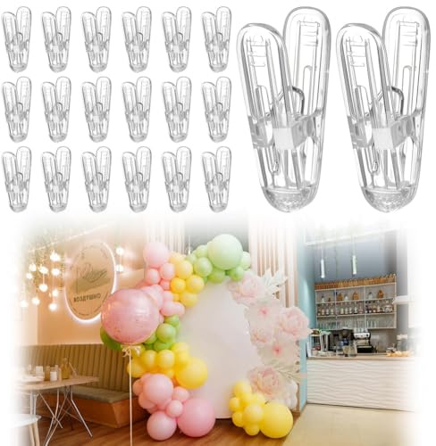 Ujjdwiurgh Birthday Decoration Crafts for Balloon Arch Clips 20pcs Transparent Plastic Spring Clamps 2.4 Inch Kit