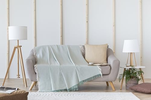 Todocama - Colcha Multiusos Sofa, Manta Foulard, Plaid para Cama, Cubresofa Cubrecama, Jarapas, Fabricado en España, Clásica. (180x260cm, Verde)