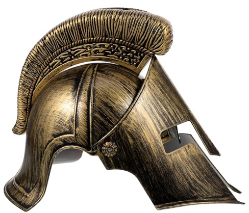 Gatuida Casco de Soldado Romano para Cosplay y Fiesta, Casco Guerrero Rígido de Plástico, Accesorio Unisex para Disfraz Histórico y Carnaval, Talla Única, Color Metálico Antiguo