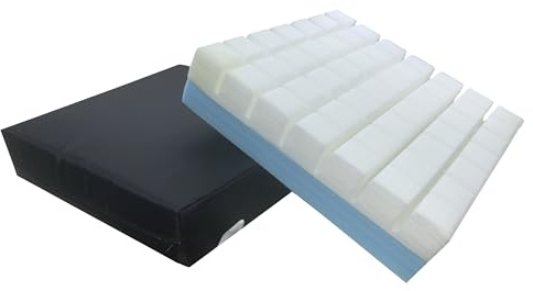 Gar Medical Cojín Antiescaras Ranurado- Cojín Silla de Ruedas ortopedico para coxis y lumbares con Funda Impermeable y Transpirable y Relleno en Espuma Compacta. (Viscolastico+Espuma HR)