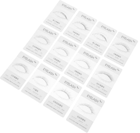 LOORGVEL 12 Stück Wimpern Probekarte für Künstliche Wimpern Tragbare Präsentationskarte mit Realistischem Vorschausystem Wimpernhalter für Make Up Studios und Wimpernstylisten