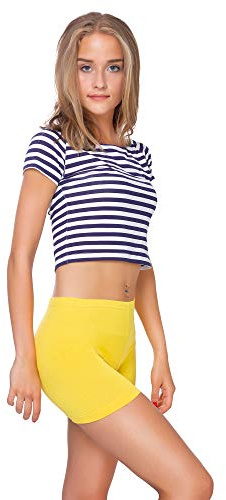 FUTURO FASHION® - Short Moulant de Yoga - Coton très Doux/Extensible - Tailles 36 à 50 - PSL5 - Jaune - 40