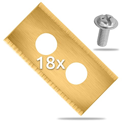 ECENCE 18 hochwertige Klingen für Mähroboter inkl. Schrauben, titanbeschichtete Messer für Rasen-Roboter, Ersatzmesser kompatibel mit Worx Landroid und LandXcape Modelle