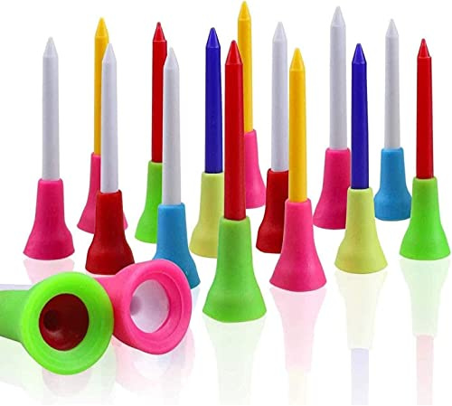 Kofull 50PCS Colore Misto Tee da Golf plastica Durevole plastica Pratica Tee da Golf con Testa in Gomma, Mixed, 70mm(2-3/4)