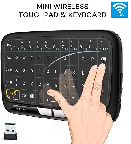 Zerone Mini Tastiera Wireless Chargable 2.4GHZ, Touchpad Combinato a Schermo Intero, Tastiera di Controllo Multi-Touch per PC Laptop Pad