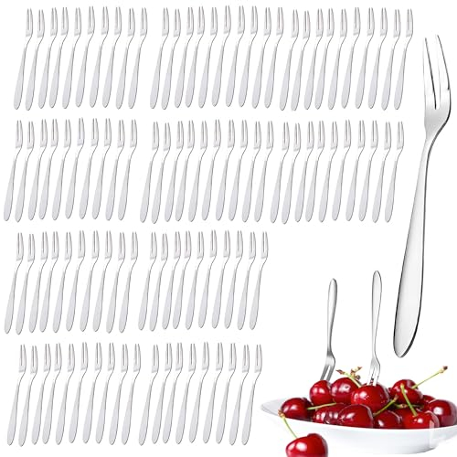 CINY Forchette da Dessert 100 Pz, Forchetta Frutta In Acciaio Inox, Insalata, Antipasto, Set Forchettina Per Torte, Forchette Cocktail, Forchette Decorative, Per Famiglie, Ristoranti, Bistrot e Bar