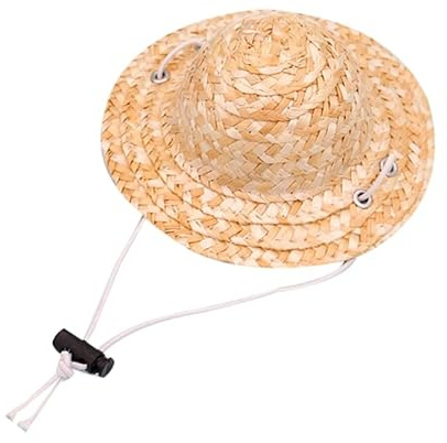 Chapeau d'été en paille pour petit chien avec joli costume en bambou