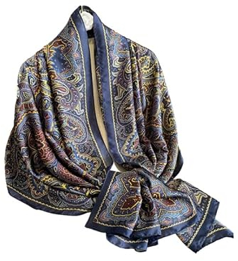 Trillion London® Frühlingskollektion | Designer-Seidenschal für Damen | leichtes Halstuch | Beige | geeignet für den Alltag | Reisen & Verschenken | glatte und weiche Oberfläche, blau, 180 * 90 cm