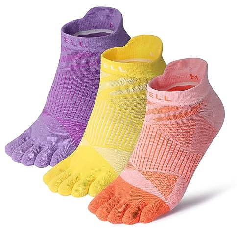VWELL Womens Toe Socks Coolmax Running Five Finger Socks Athletic Ankle Five Toe Socks Breathable Lightweight 3Pairs