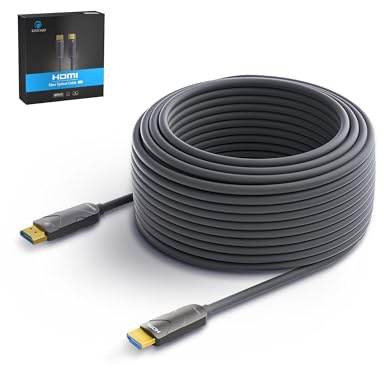 4K HDMI Cable 100 ftļ¼Fiber Optic HDMI Cord (HDMI2.0b, 18Gbps, 4K 60Hz 4:4:4 RGB, 1080p), Ultra High Speed Uni-Directional Active Slim Cord, Compatible with PC Laptop PS3 PS4 Projector HDTV