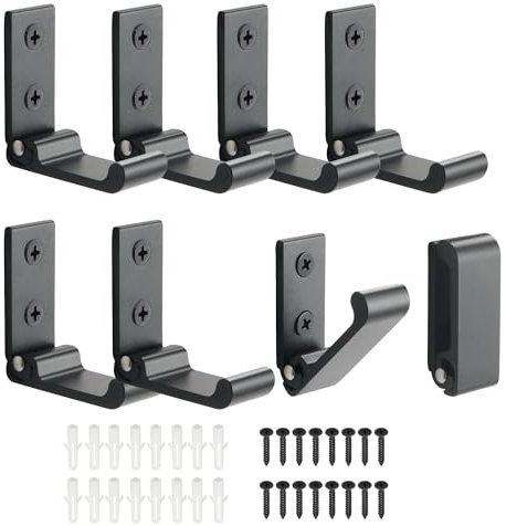 Mooche 8 Stück 5cm Faltbare Kleiderhaken Schwarz, 304 Edelstahl Wandhaken zum Aufhängen mit Geboht, Wandmontage, Haken für Akustikpaneele, Schlafzimmer, Wohnzimmer
