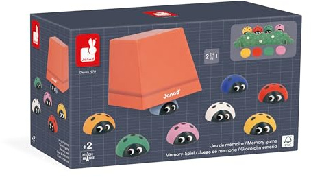 Janod - Gamma Pedagogia - Gioco di Memoria Coccinelle - Riconoscere i Colori - Giocattolo Educativo per Bambini - Gioco in Legno e Cartone FSC - dai 24 Mesi, J05079