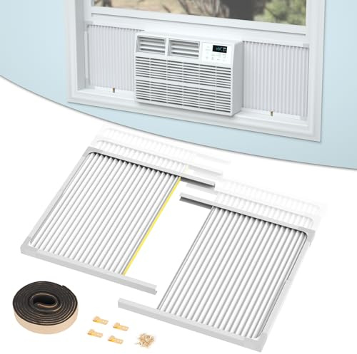Air Jade Window Air Conditioner Side Panels with Frame, Adjustable AC Side Panels for Most 5,000 to 14,000 Btu Window AC Units, Extra Wide Window Air Conditioner Panels and Frame Kit, Pack of 2