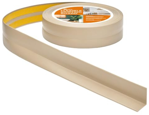 Quest mjuk golvlist Självhäftande | 15 mm x 15 mm | 20 Meter | PVC böjbar golvlist för kök badrum Tätningsband Flexibel Tät Dekorativ Beige