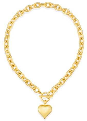 LILIE&WHITE Gold Necklace Heart Pendant Chain Necklace for Women - Hypoallergenic and Non-Fading Chunky Jewellery Gifts