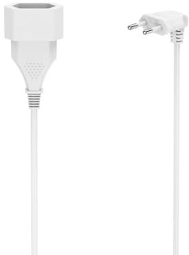 Hama Rallonge Prolongateur Câble d’Extension Électrique Coudé 3m - Prise Européenne Coudée Type C (2 Broches, sans Terre), Idéale pour Espaces Exigus et Usage Intérieur - Blanc