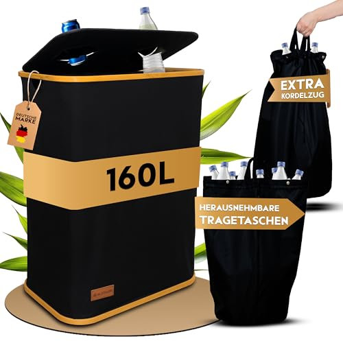 ELZTALER Pfandflaschen Sammelbehälter 2 Fächer XXL 160L - Leergut Sammelbehälter - Pfandbehälter - Flaschen Organizer - Recycling Behälter