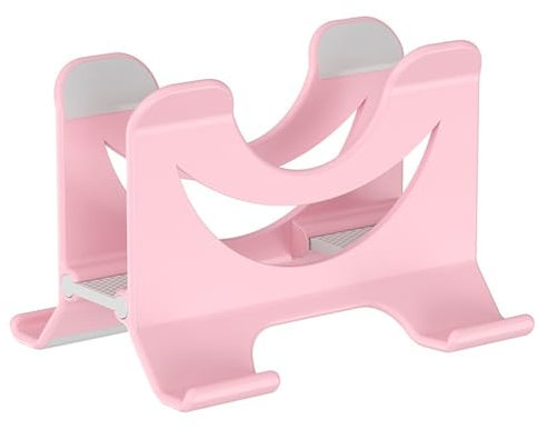 Stativ för bärbar dator Vertikalt laptopställ for skrivbord, Gravity Auto Lock Plast Notebook-ställ med sidohylla Laptop Riser(Pink)