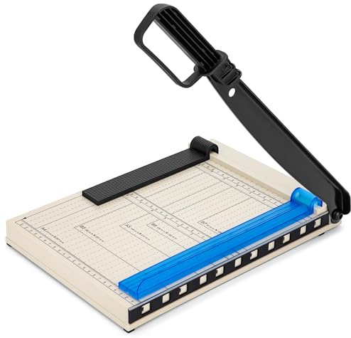 JEFURE Taglierina per Carta A4, Taglierina Professionale Manuale, Capacità 12 Fogli, Taglia Carta di Precisione con Protezione di Sicurezza, Adatto per Foto, Carte e Cartone