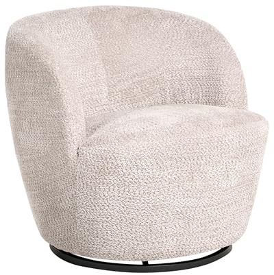 Beliani Sillón Giratorio Moderno con tapizado de Chenilla reposabrazos y Asiento Ancho salón Beige Kuolpa