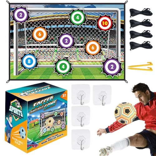 Set da gioco per pallone da calcio per bambini, set di tappetini da gioco per pallone da calcio - Gioco di lancio della porta di per ragazzi,Set di attrezzature per allenamento da con 1