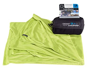 COCOON – Coolmax resefilt | kompakt filt för camping och vandring | Passar i ryggsäck | fäste till bagage | nödvändigt resor | snabbtorkande (vanlig 178 cm x 140 cm – träd groda grön)