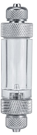 Compteur de Bulles CO2 en Ligne pour Aquarium, Double Tête en Aluminium et Acrylique, Diffuseur avec Clapet Anti-Retour, 8 x 2 cm, Argenté