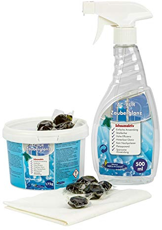 AQUA CLEAN PUR Zauberglanz Fenster- und Glasreiniger Schaumaktiv 35 Kapseln + AQUA CLEAN Filament Mikrofasertuch