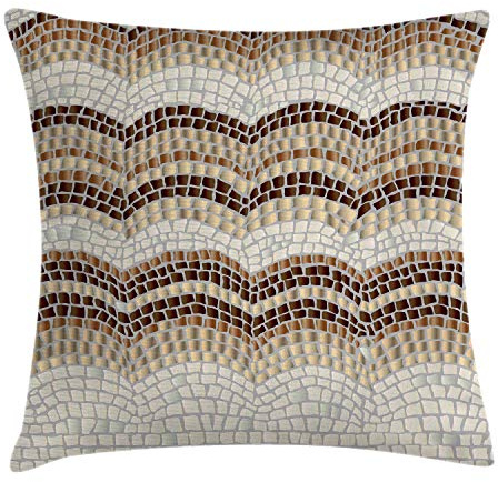 ABAKUHAUS Clásico Funda para Almohadón, Efecto Mosaico Antiguo, Decorativo, Estampado en Ambos Lados, 40 x 40 cm, Beige Marrón Bronceado