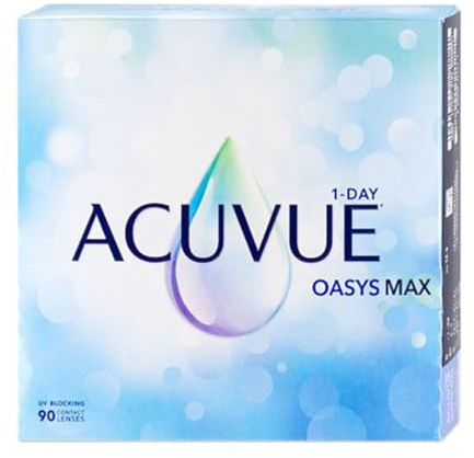 ACUVUE OASYS MAX 1-Day Tageskontaktlinsen – Helfen dabei, das Gefühl von müden & trockenen Augen zu reduzieren – 90 Tageskontaktlinsen mit -3.50 dpt und BC 8.5 – UV Schutz & angenehmes Tragegefühl