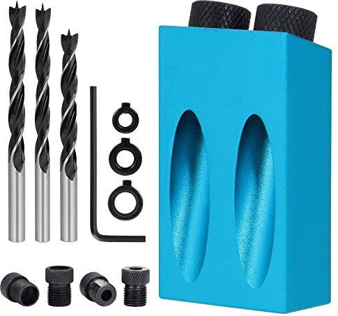 Kinsinder 14 Stück 15 ° Schrägloch Positionierer, Pocket Hole Jig Kit, Schrägloch Bohrschablone, Locher Locator Schrägloch Positionierer Taschenloch Jig Kit