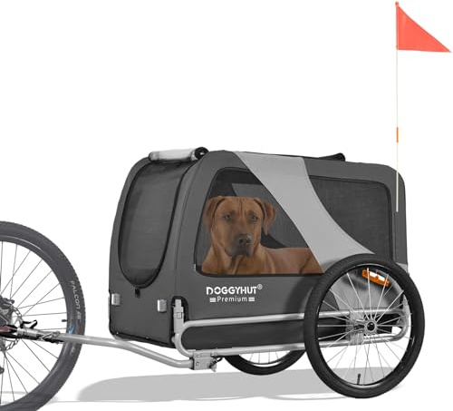 DOGGYHUT® Premium X Large Pet Bike Trailer Up to 100 lbs (Gray)