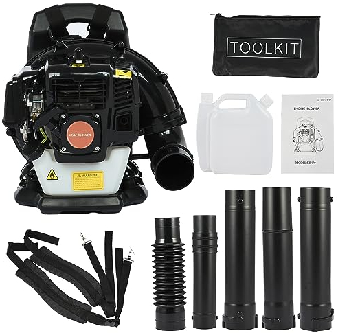 52CC Benzinrucksack-Blattgebläse, Kraftvoller 2-Takt-Luftgekühlter Motor - Leichtgewichtler, Rucksack Benzin Laubbläser Gartensauger Bläser 1.25Kw Motorleistung