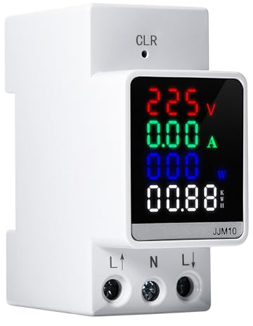 Ailao Compteur d'énergie numérique, Compteur d'électricité, Moniteur de Puissance, ampèremètre numérique monophasé, voltmètre AC 80-270V 35 mm Rail DIN KWH