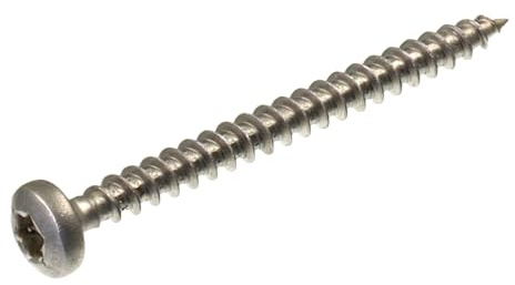 SECCARO Viti per truciolato a testa semicircolare 4,5 x 50 mm, in acciaio inox V2A VA A2, viti per legno con filettatura completa, TX/esagono incassato, 150 pezzi