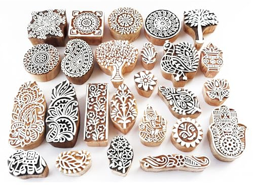 Royal Kraft Assorted Wooden Block Printing Stamps (Set of 25) Bulk01_25C
