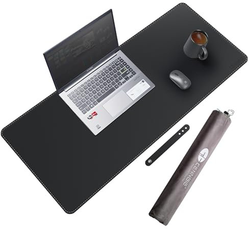 CENNBIE Schreibtischunterlage Leder, 90 x 40 cm Mauspad xxl, Erweitertes schreibtischunterlage filz, Wasserdichte Tischunterlage für Schreibtische, Büros und zu Hause (Schwarz)
