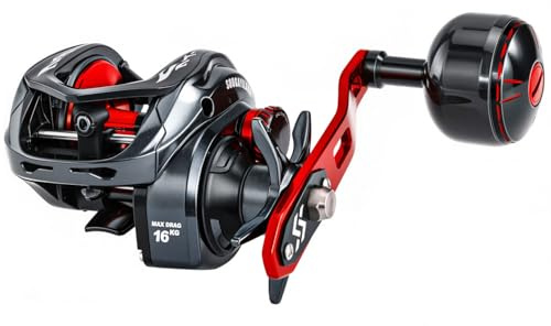 Sougayilang Baitcaster fiskerulle, 400 storlekar med 15,9 kg max drag 6,3:1 växelförhållande, lågprofilgjutrulle för mysky- vänsterhänt