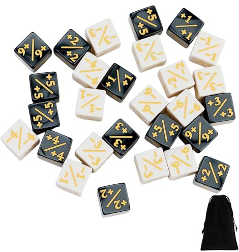 28 Pezzi contatori cubi The Gathering Accessories, contatori Dadi d6, Dadi fedeltà Token, Nero, Bianco, con Sacchetti, per Giochi da Tavolo, riunioni di Famiglia, Incontri tra Amici
