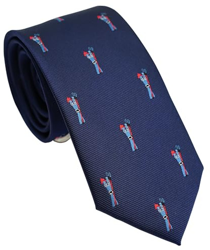 ZENXUS Ski Tie for Men, Sports Theme Jacquard Necktie, Navy