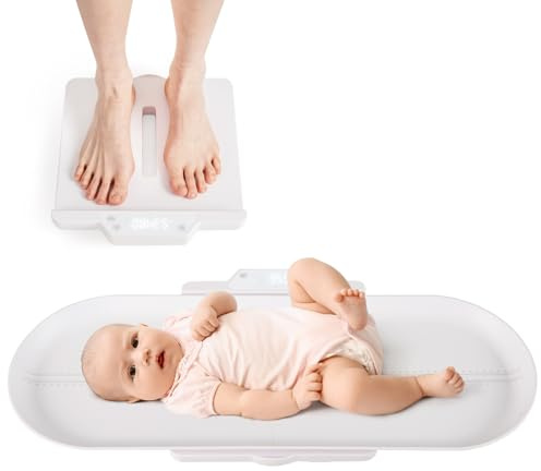 COSTWAY Baby Scale, Universal Digital Weighing Scale with Detachable Tray, Tare and Auto Lock Function, Height Measurement, for Infant, Toddler, Adult, Pets, Up to 150 kg (73 x 32cm)