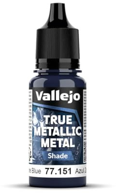 Vallejo True Metallic Paint, Sapphire Blue 18 ml, Luminous Finish for Blending and Mixing, Brush Application, Ideal for Modeling and Crafts