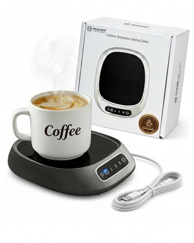 Coffee Mug Warmer Cordless Rechargeable, Smart Touch Screen Electric Cup Warmer with 55°C Smart Control, USB-C Portable Desk Warmers for Coffee Tea Milk, Compatible with Ceramic Glass(Gray)
