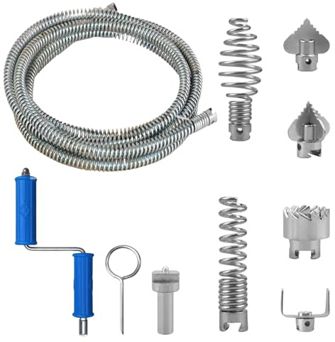 Desatascador Tuberías 5m Espiral de Limpieza - 6 Cabezales para Taladro