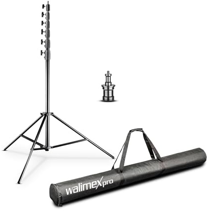 Walimex pro AIR Jumbo 730 Stativo per luci max 22,5 kg Cavalletto fotografico con altezza fino a 730 cm, in alluminio, Treppiedi con attacco per apparecchiature foto e video