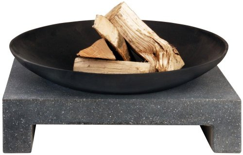 Esschert Design Granito Fire Bowl with Rectangular Base, Black, 59 x 59 x 23 cm, FF135
