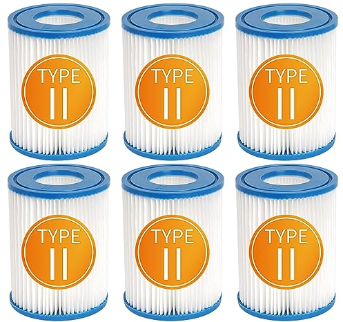 YanBan - Paquete de 6 Cartuchos de Filtro de Piscina Compatible con Best-Way 58094 tamaño II, Accesorios de Bomba de Filtro de Piscina Inflable de Repuesto, Filtro de Piscina de 4.1 x 5.3